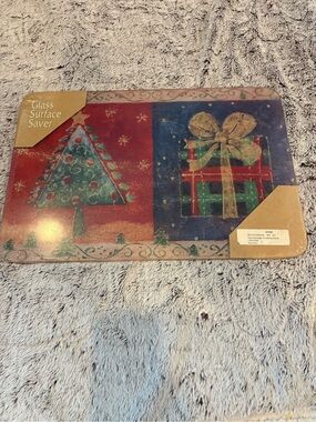 Glass Surface Saver - Festive Red & Blue Holiday Design
